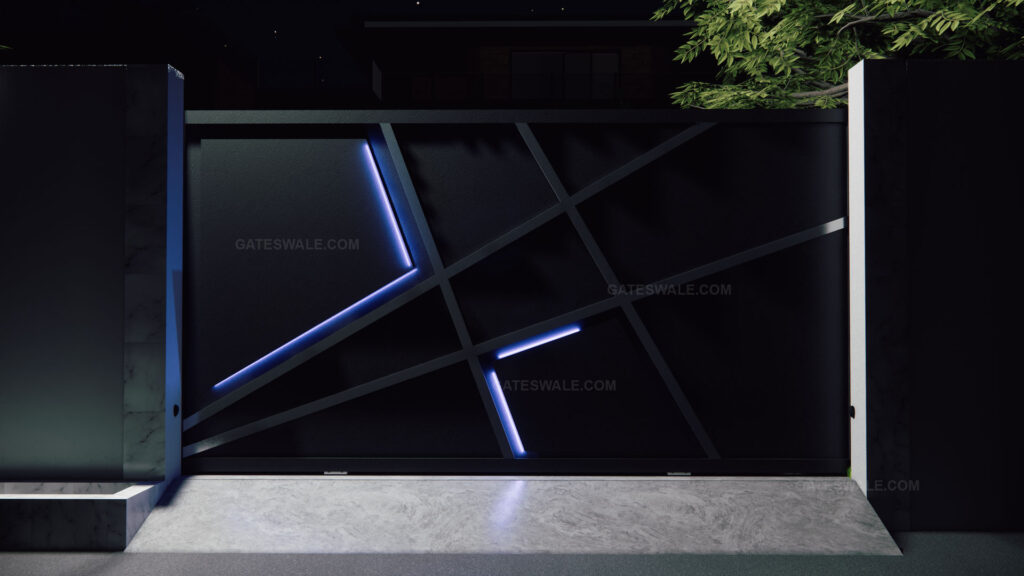 modern gate design at night view